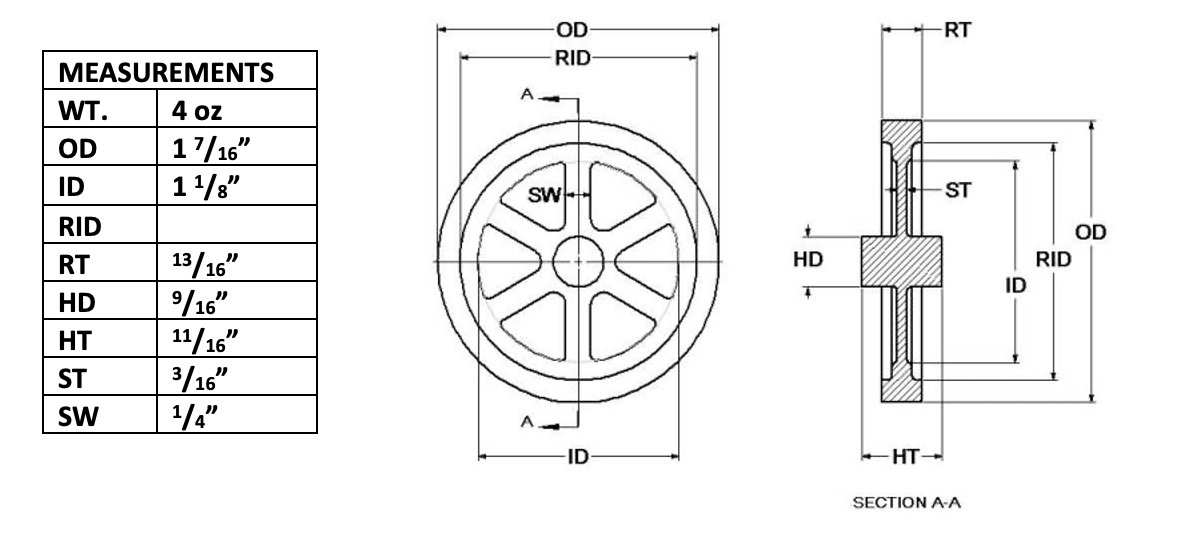 1½" Flywheel 4-Spoke (Gade Pully)