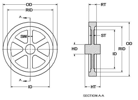 12" Flywheel 6-Spoke Curved (Special Order Item)