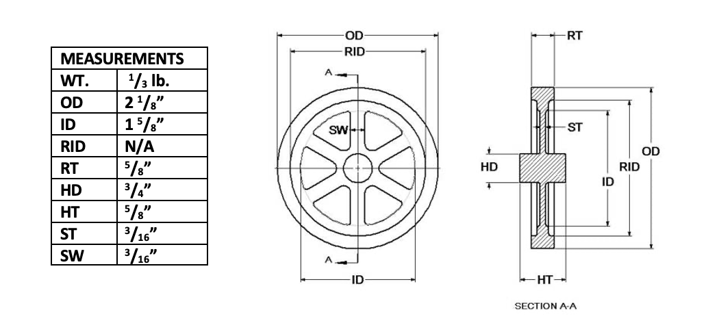 2" Flywheel 5-Spoke Curved