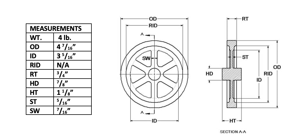4¼" Flywheel 6-Spoke Straight Counterweight - Little Brother