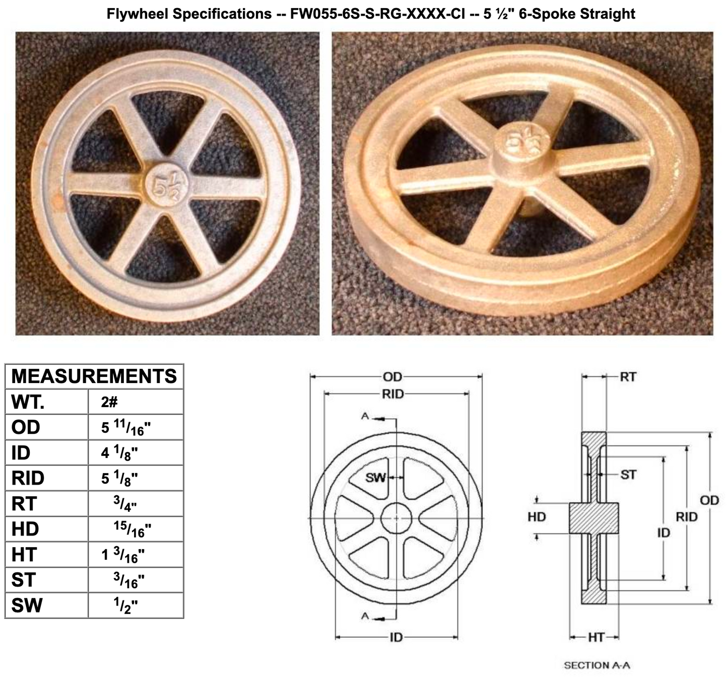 5½" Flywheel 6-Spoke Straight (McBeth)