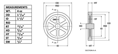 1½" Flywheel 4-Spoke (Gade Pully)