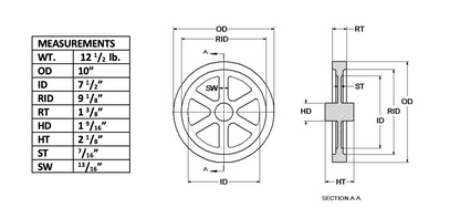10" Flywheel 6-Spoke Straight Counterweight - (Special Order Item)
