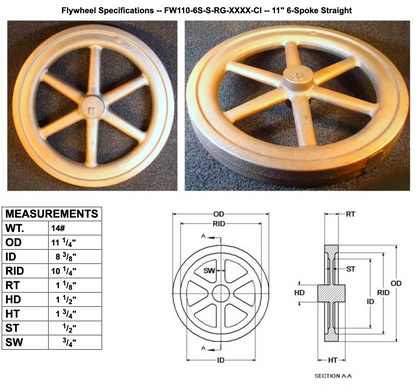11" Flywheel 6-Spoke Straight