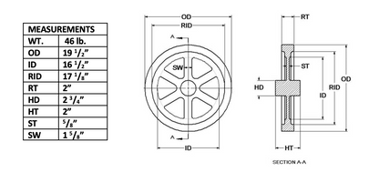 19 ½" Flywheel 6-Spoke Straight (Special Order Item)