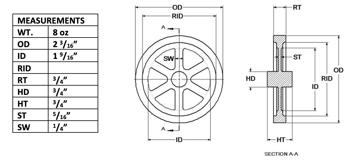 2" Flywheel 5-Spoke Curved Heavyweight