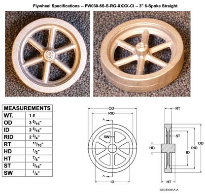 3" Flywheel 6-Spoke Straight