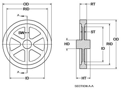 4½" Flywheel 6-Spoke Straight