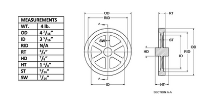 4¼" Flywheel 6-Spoke Straight Counterweight - Little Brother