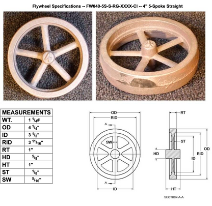 4" Flywheel 5-Spoke Straight