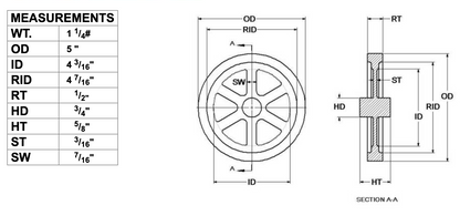 5" Flywheel 5-Spoke Straight
