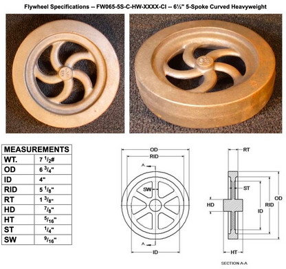 6½" Flywheel 5-Spoke Curved Heavyweight