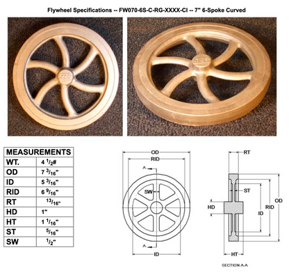 7" Flywheel 6-Spoke Curved