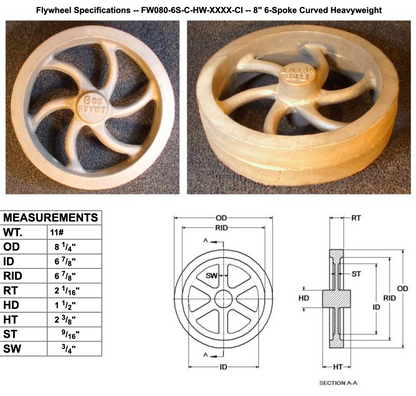 8" Flywheel 6-Spoke Curved (Heavyweight)