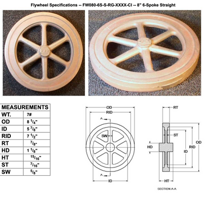8" Flywheel 6-Spoke Straight