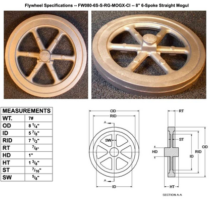 8" Flywheel 6-Spoke Straight (Mogul)
