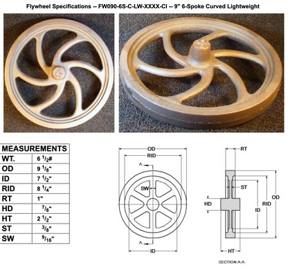 9" Flywheel 6-Spoke Curved Lightweight