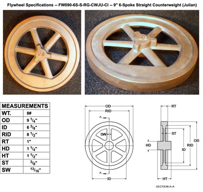9" Flywheel 6-Spoke Straight Counterweight (Julian)