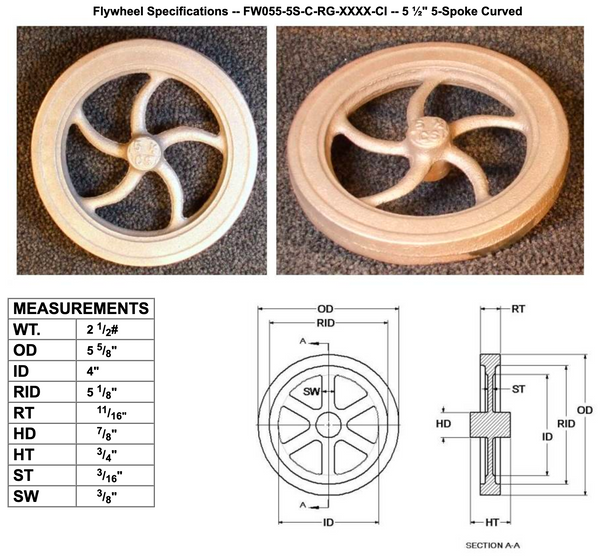 5½" Flywheel 5-Spoke Curved